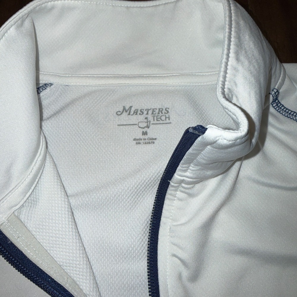 Masters Tech Mens Medium Quarter Zip Pullover White Navy Blue Golf Color Block - Picture 4 of 7